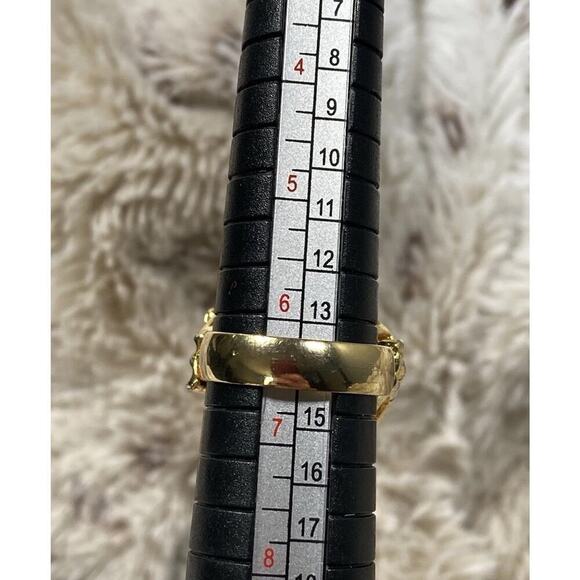 Vtg Jewelry By Linda Stella Gold Plated Cocktail Ring Insect Bee Leaves Sz 6.5 - Picture 3 of 12